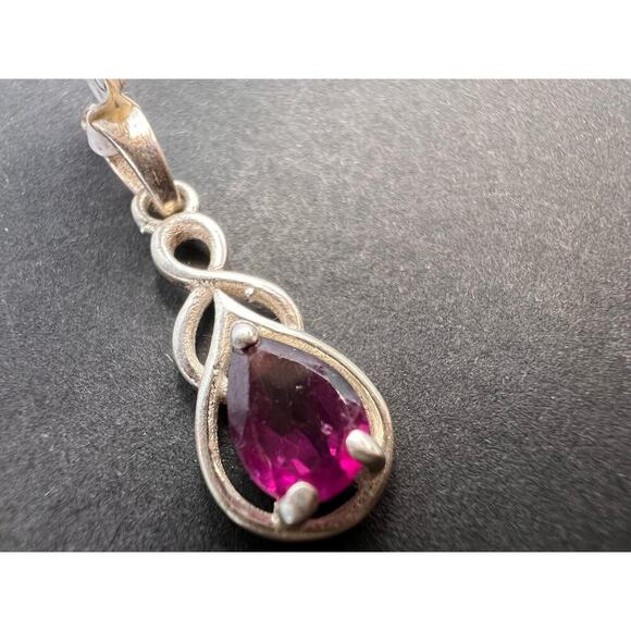 NEW raspberry rhodolite garnet sterling silver twist pendant - Picture 2 of 10